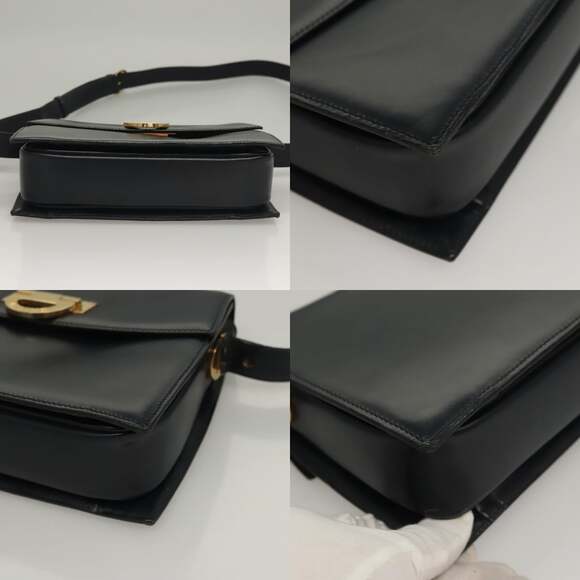 CELINE Shoulder Bag Leather Navy Gold - Picture 10 of 13